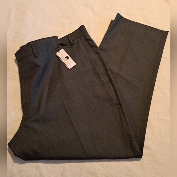 Michael Strahan men's size 48 x 29 gray flat front dress pants, NWT - Picture 1 of 7